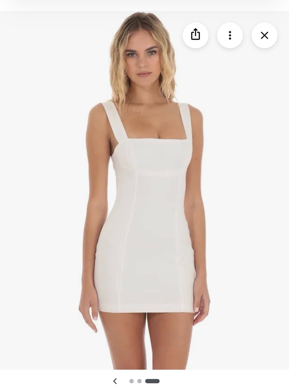 Lucy in the Sky White Square-Neck Bodycon Dress with Wide Straps
